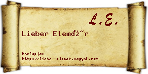 Lieber Elemér névjegykártya