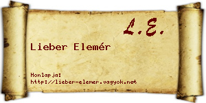 Lieber Elemér névjegykártya